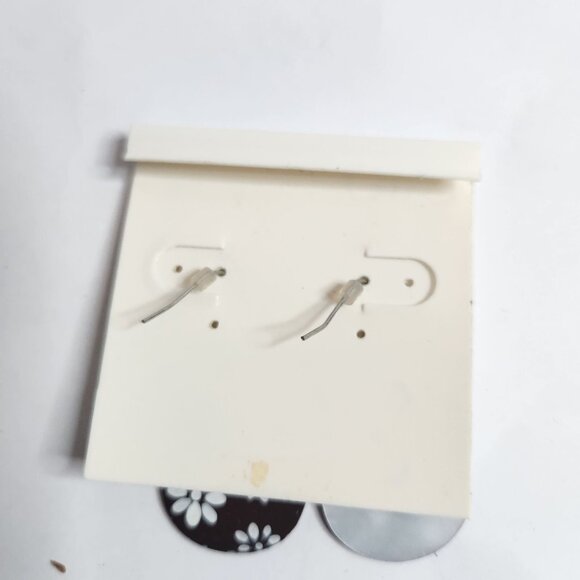 Cato Nickel-Free Brown & White Floral Tear Drop Earrings career neutral - Picture 2 of 3